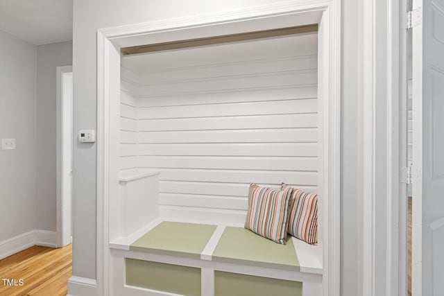 mudroom with hardwood / wood-style floors