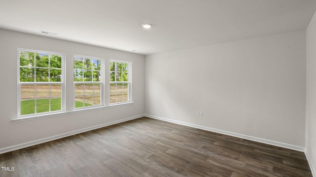 empty room featuring dark hardwood / wood-style flooring