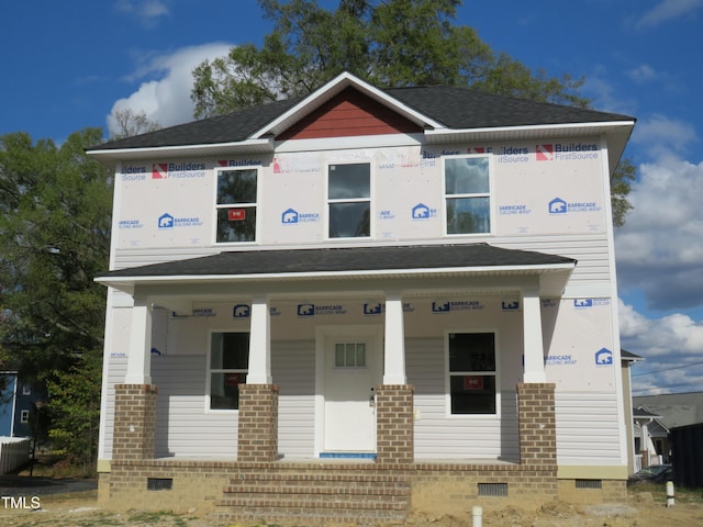 property under construction with covered porch