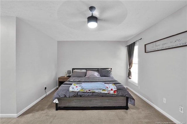 bedroom featuring carpet flooring and ceiling fan