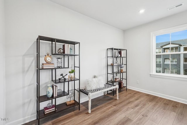 sitting room featuring wood-type flooring