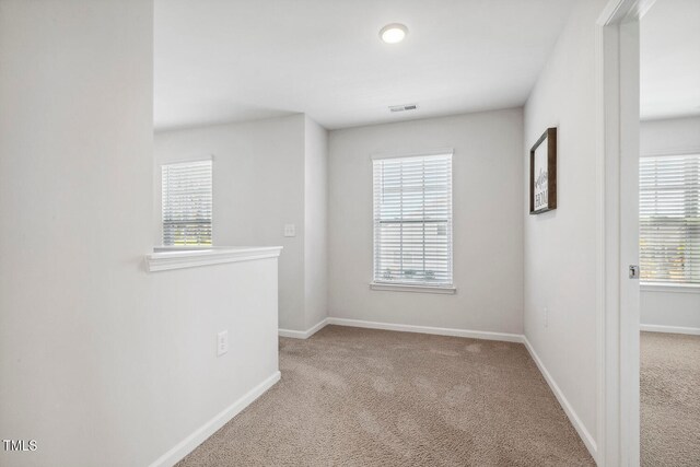 empty room featuring light colored carpet and a wealth of natural light