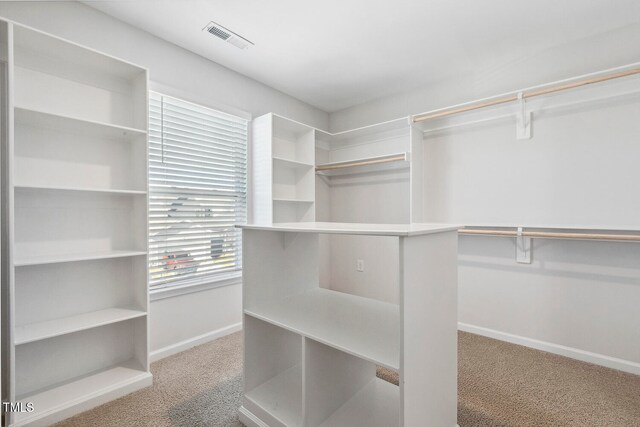 walk in closet featuring carpet