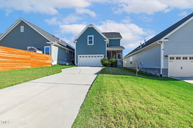 view of front of home with a front lawn