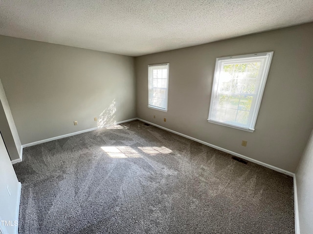 spare room with carpet and a textured ceiling