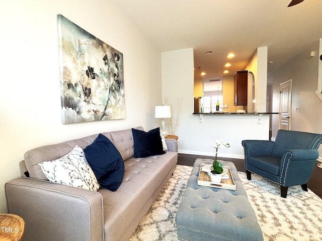 living room with light wood-type flooring