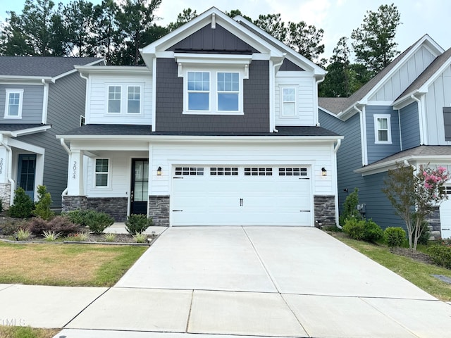 craftsman inspired home featuring a garage