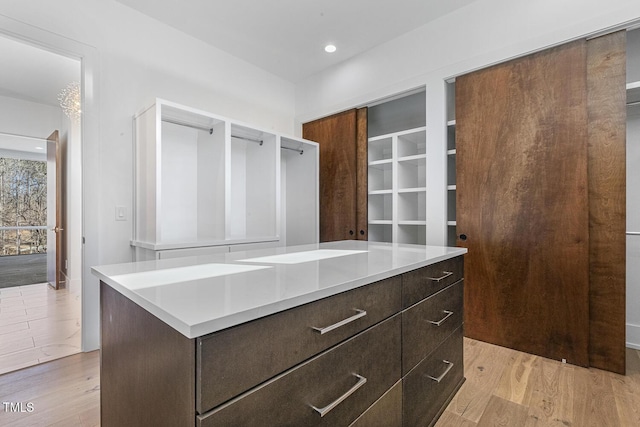 spacious closet with light hardwood / wood-style floors