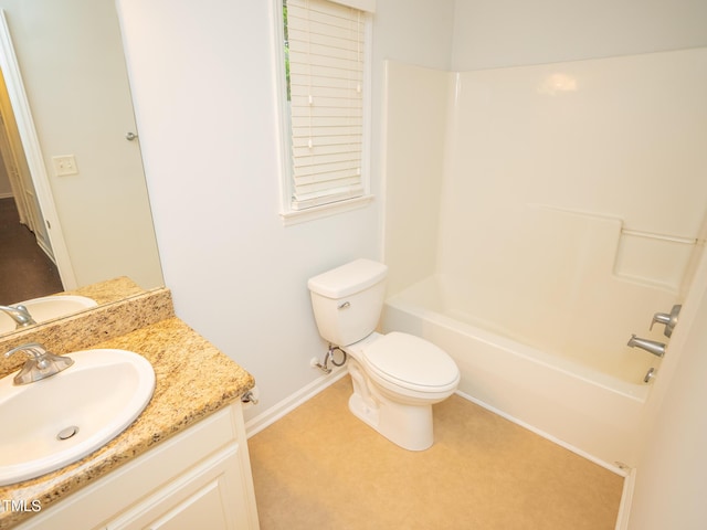6220 Sweden Dr, Raleigh, NC 27612 - bathroom with baseboards, toilet, vanity, and tub / shower combination