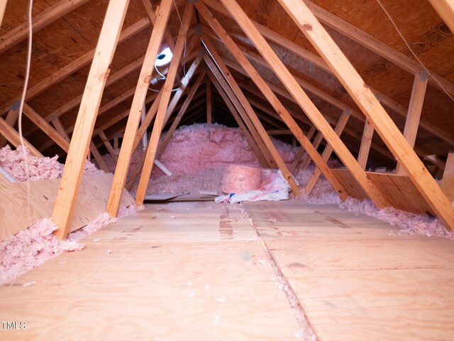 view of unfinished attic