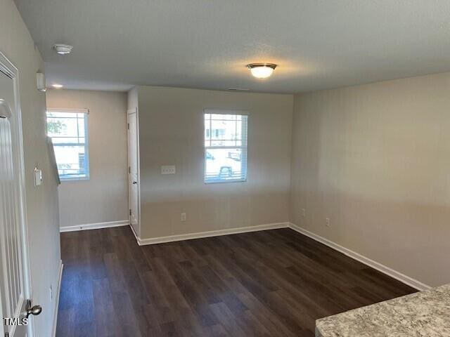 spare room with dark wood-type flooring