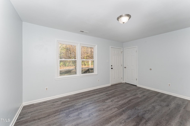 empty room with dark wood-type flooring