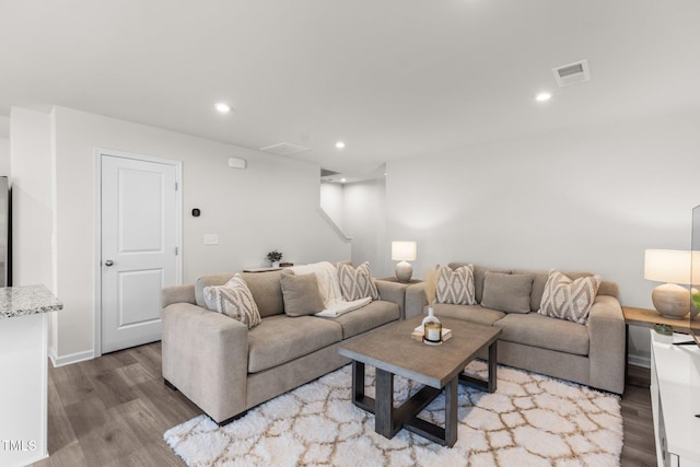 living room with hardwood / wood-style floors