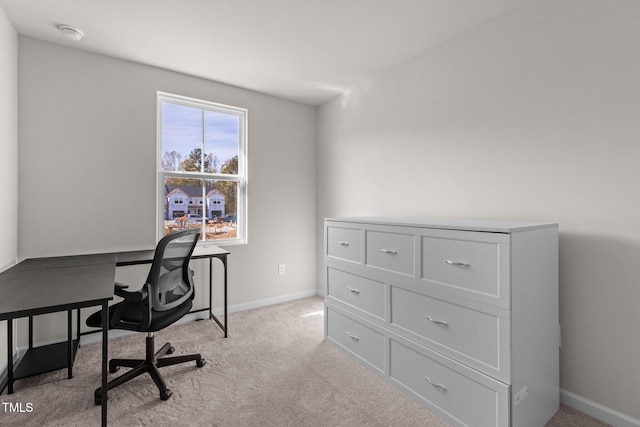 view of carpeted office space