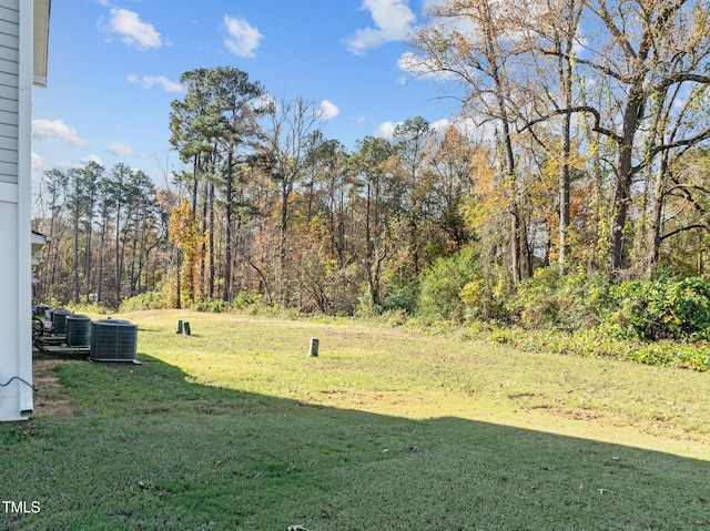 view of yard featuring central AC unit