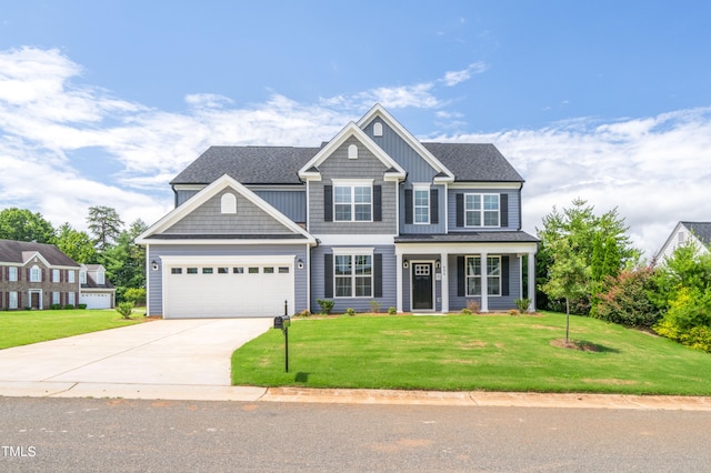 view of front facade with a front lawn and a porch