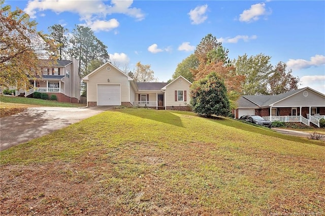 view of front of home with a porch and a front lawn