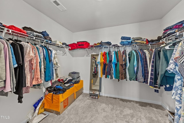 walk in closet featuring carpet