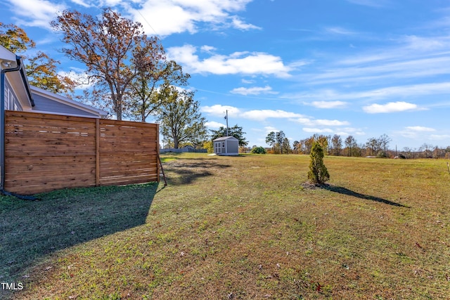 view of yard with a storage unit