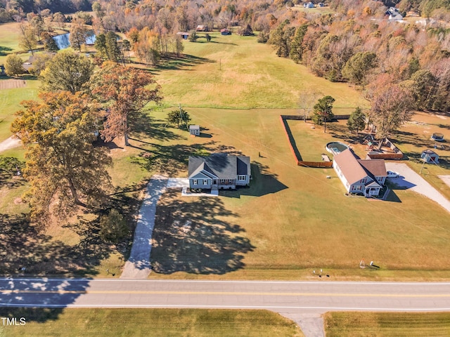 drone / aerial view featuring a rural view