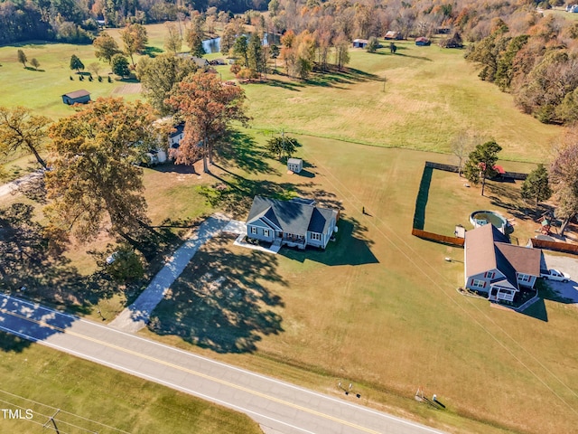 drone / aerial view with a rural view