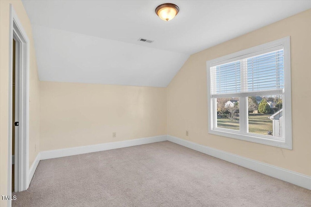 additional living space with carpet floors and lofted ceiling