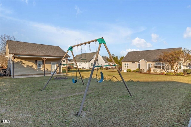 view of playground featuring a yard