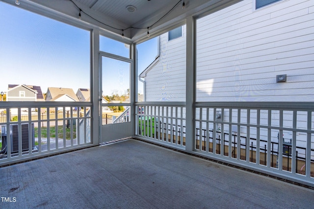 view of unfurnished sunroom