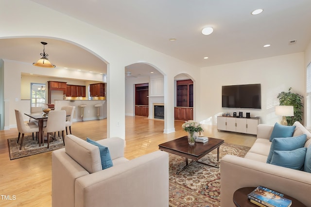 living room featuring light hardwood / wood-style flooring