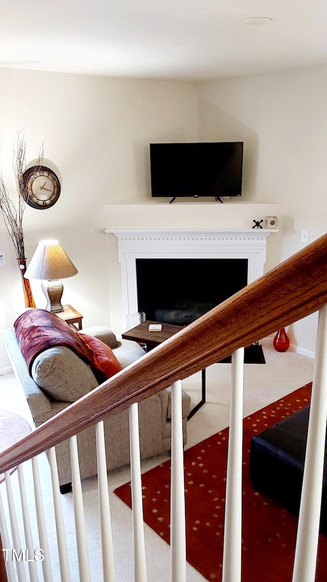 living room featuring carpet flooring