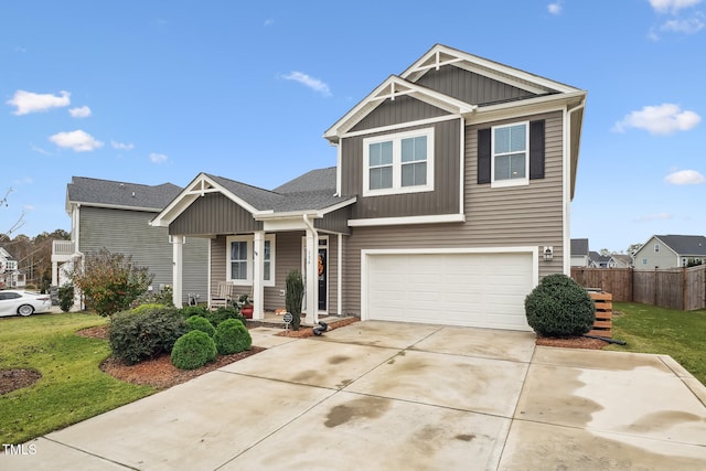 craftsman-style home with a garage