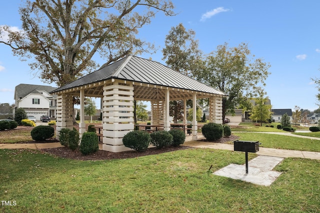 view of community with a gazebo and a yard