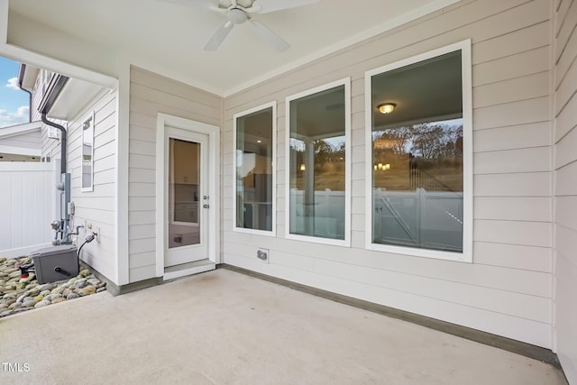 view of patio / terrace featuring ceiling fan