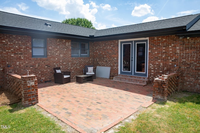 view of patio / terrace featuring french doors