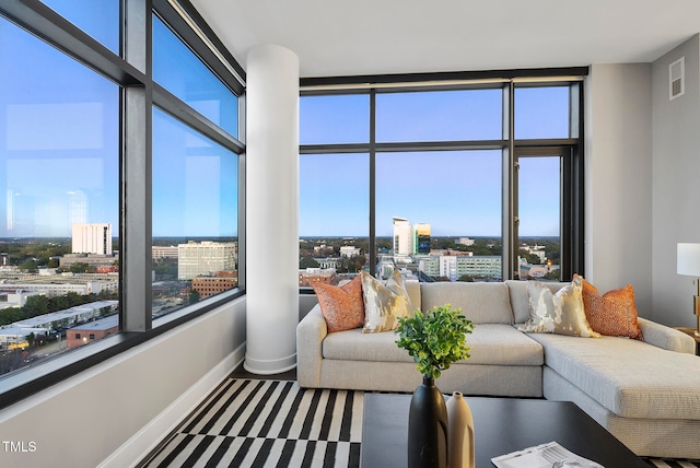 living room featuring a healthy amount of sunlight