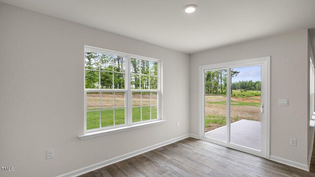 236 Holton St, Smithfield, NC 27577 - unfurnished room with baseboards, plenty of natural light, wood finished floors, and recessed lighting