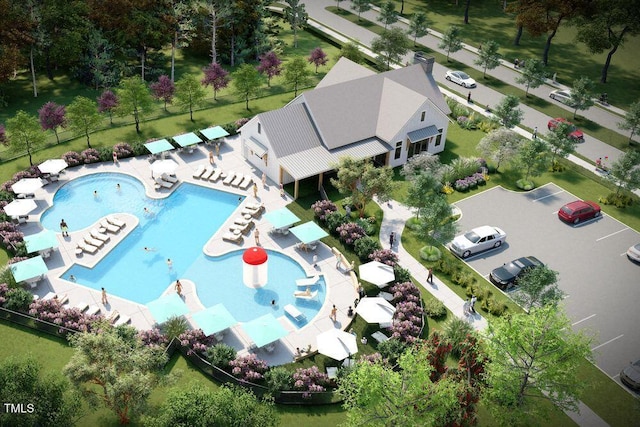 904 Delano Dr, Knightdale, NC 27545 - aerial view of a pool area