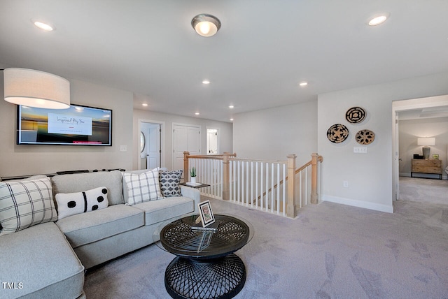 904 Delano Dr, Knightdale, NC 27545 - carpeted living area featuring recessed lighting and baseboards