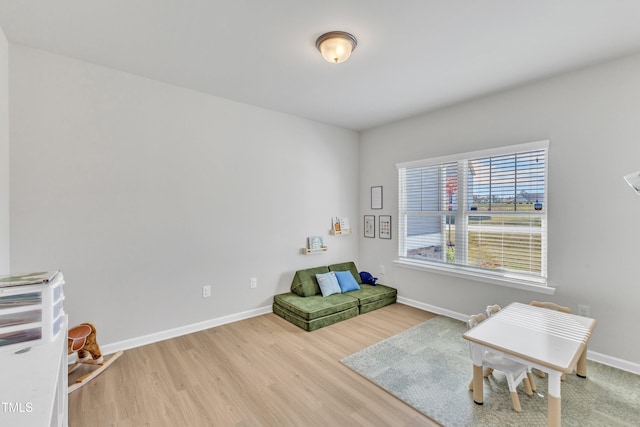 living area with wood-type flooring