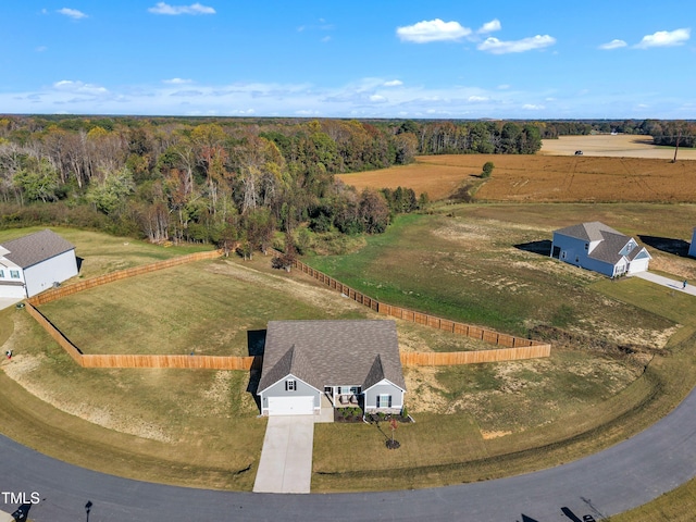 drone / aerial view with a rural view