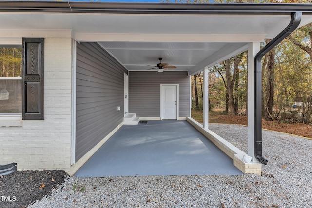 1518 Parks Village Rd, Zebulon, NC 27597 - view of patio / terrace with ceiling fan and an attached carport
