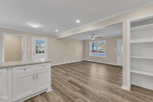 1518 Parks Village Rd, Zebulon, NC 27597 - unfurnished living room featuring light hardwood / wood-style floors, plenty of natural light, and ornamental molding