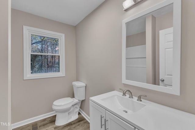 1518 Parks Village Rd, Zebulon, NC 27597 - bathroom with hardwood / wood-style floors, vanity, and toilet