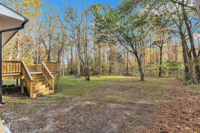 1518 Parks Village Rd, Zebulon, NC 27597 - view of yard with a wooden deck