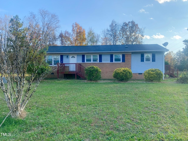 single story home with a front yard