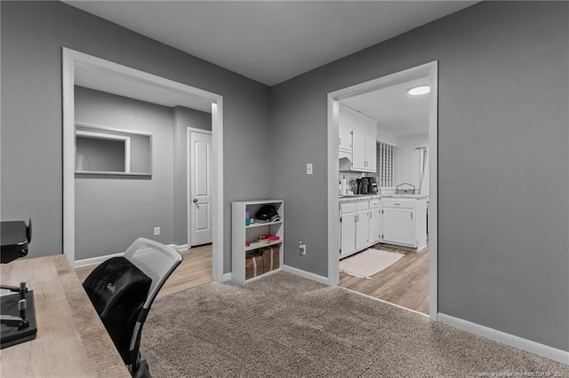 office space featuring light wood-type flooring