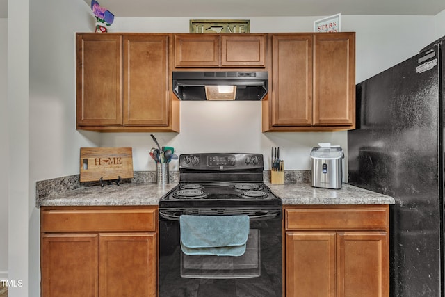 kitchen with black appliances