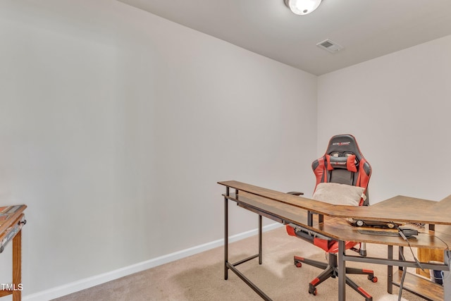 view of carpeted office space