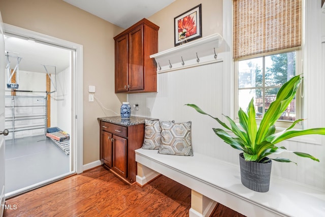 mudroom featuring dark hardwood / wood-style floors