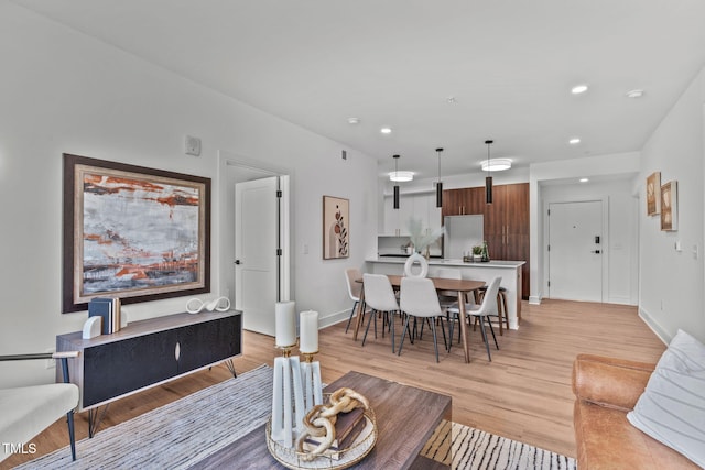 living room with light wood-type flooring